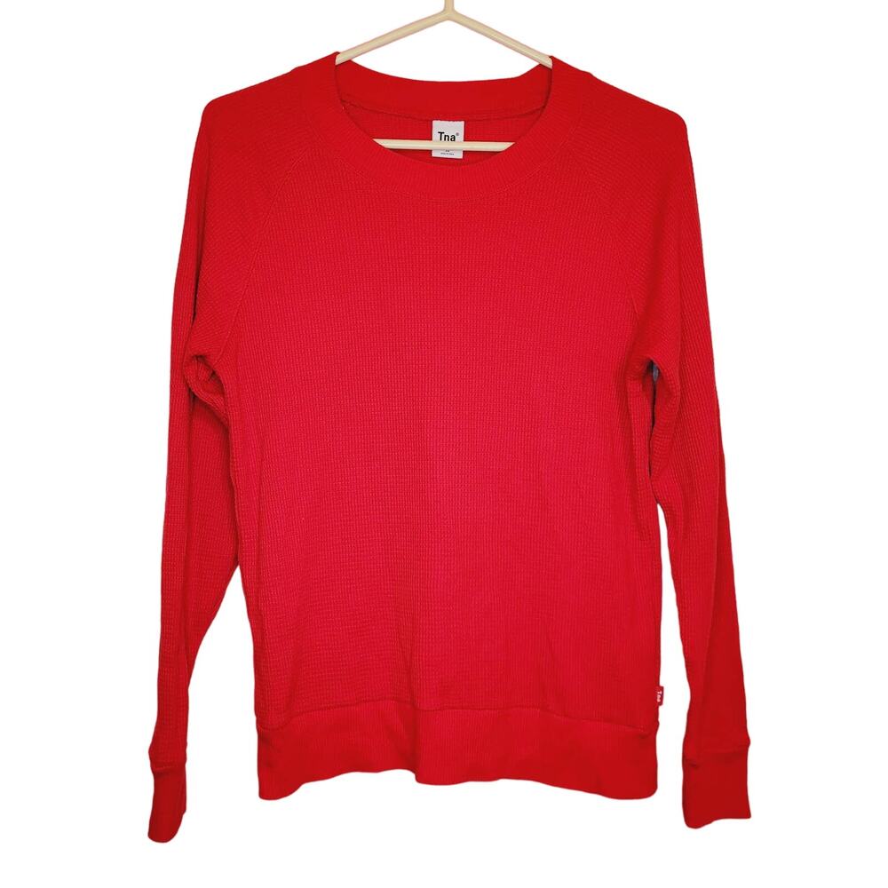 Aritzia TNA red waffle knit long sleeved thermal shirt Size XS Classic Layer